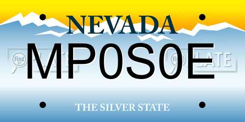 MP0S0E Nevada License Plate