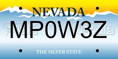 MP0W3Z Nevada License Plate