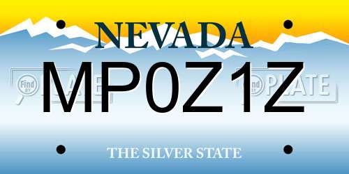MP0Z1Z Nevada License Plate