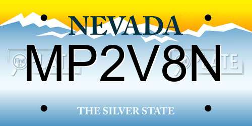MP2V8N Nevada License Plate