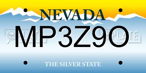MP3Z9O Nevada License Plate