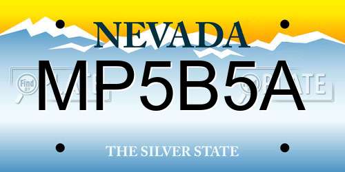MP5B5A Nevada License Plate