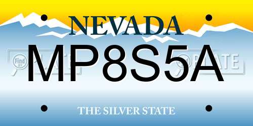 MP8S5A Nevada License Plate