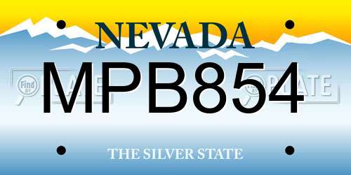 MPB854 Nevada License Plate