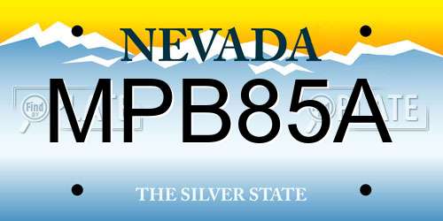 MPB85A Nevada License Plate
