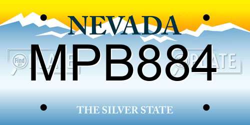 MPB884 Nevada License Plate