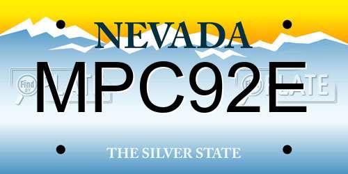 MPC92E Nevada License Plate
