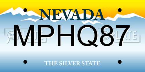 MPHQ87 Nevada License Plate