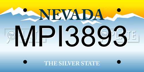 MPI3893 Nevada License Plate