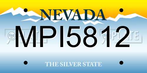 MPI5812 Nevada License Plate