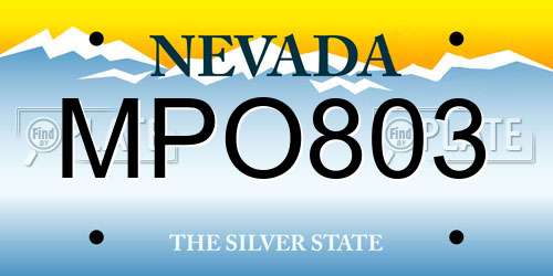 MPO803 Nevada License Plate