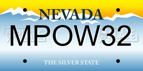 MPOW32 Nevada License Plate