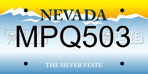 MPQ503 Nevada License Plate