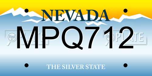 MPQ712 Nevada License Plate