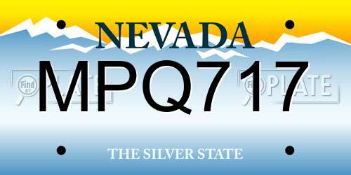 MPQ717 Nevada License Plate