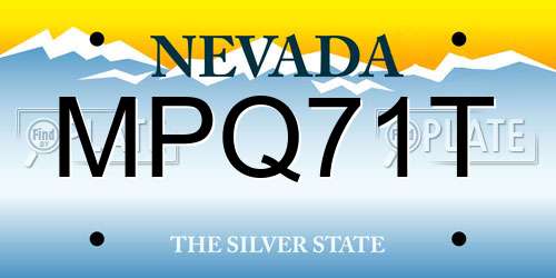 MPQ71T Nevada License Plate