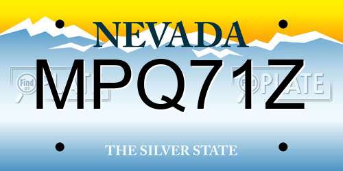 MPQ71Z Nevada License Plate