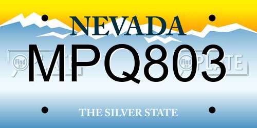 MPQ803 Nevada License Plate