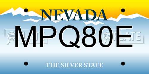 MPQ80E Nevada License Plate