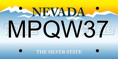 MPQW37 Nevada License Plate