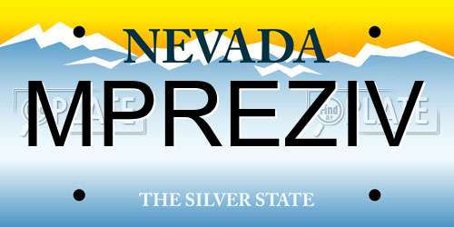 MPREZIV Nevada License Plate