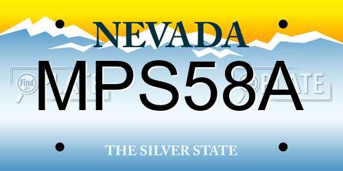 MPS58A Nevada License Plate