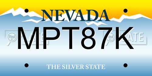 MPT87K Nevada License Plate