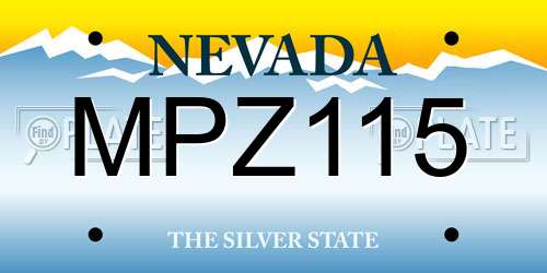 MPZ115 Nevada License Plate