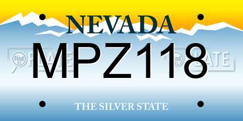 MPZ118 Nevada License Plate