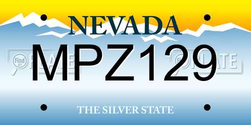 MPZ129 Nevada License Plate