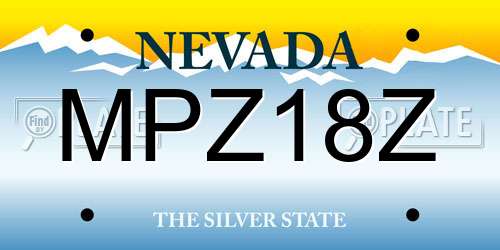 MPZ18Z Nevada License Plate