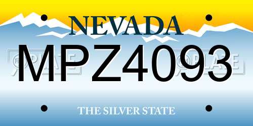 MPZ4093 Nevada License Plate