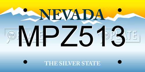 MPZ513 Nevada License Plate