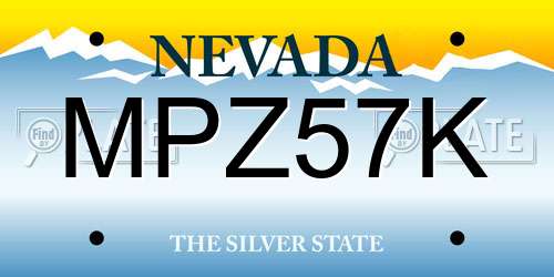 MPZ57K Nevada License Plate