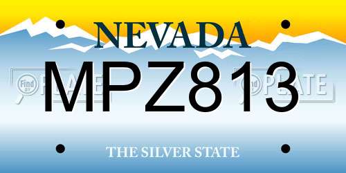 MPZ813 Nevada License Plate