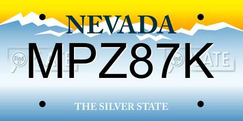 MPZ87K Nevada License Plate