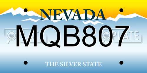 MQB807 Nevada License Plate