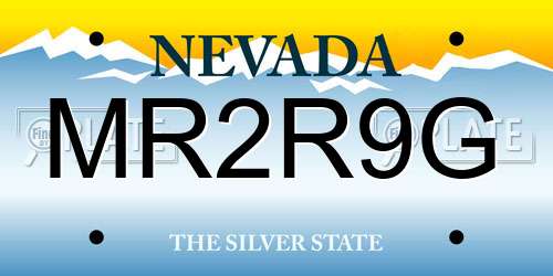 MR2R9G Nevada License Plate