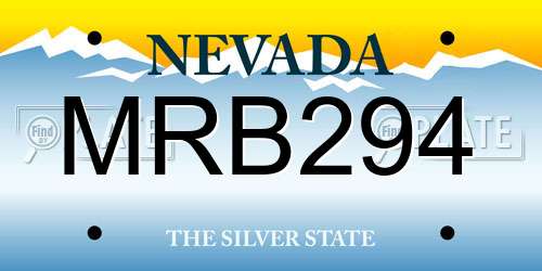 MRB294 Nevada License Plate