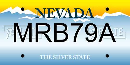 MRB79A Nevada License Plate