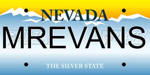 MREVANS Nevada License Plate