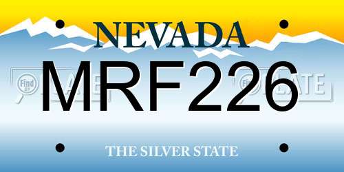 MRF226 Nevada License Plate