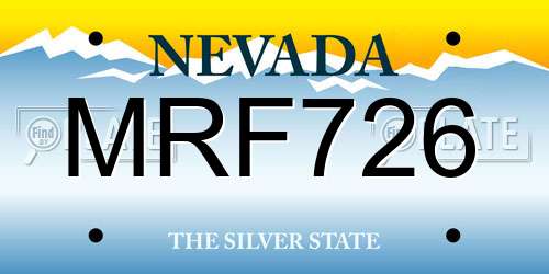 MRF726 Nevada License Plate