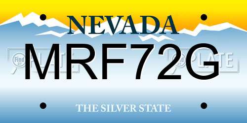 MRF72G Nevada License Plate