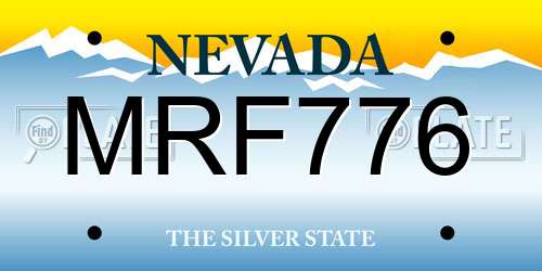 MRF776 Nevada License Plate