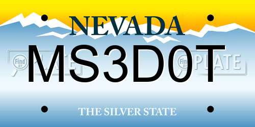 MS3D0T Nevada License Plate