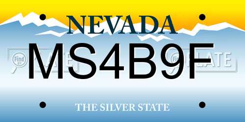 MS4B9F Nevada License Plate