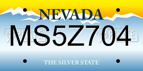 MS5Z704 Nevada License Plate