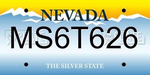 MS6T626 Nevada License Plate