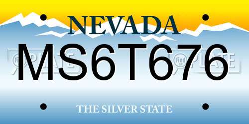MS6T676 Nevada License Plate